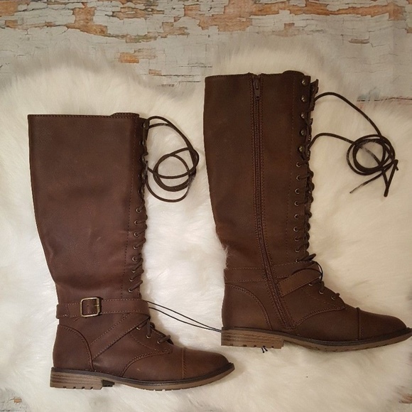 women's lace up tall combat boots